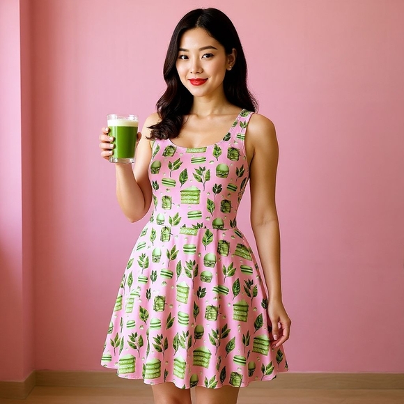 Matcha Macaroon Cupcake Pinup Dress - Picture 8 of 10